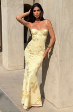 Women's jacquard corset maxi wedding guest dress