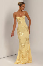 Women's jacquard corset maxi wedding guest dress