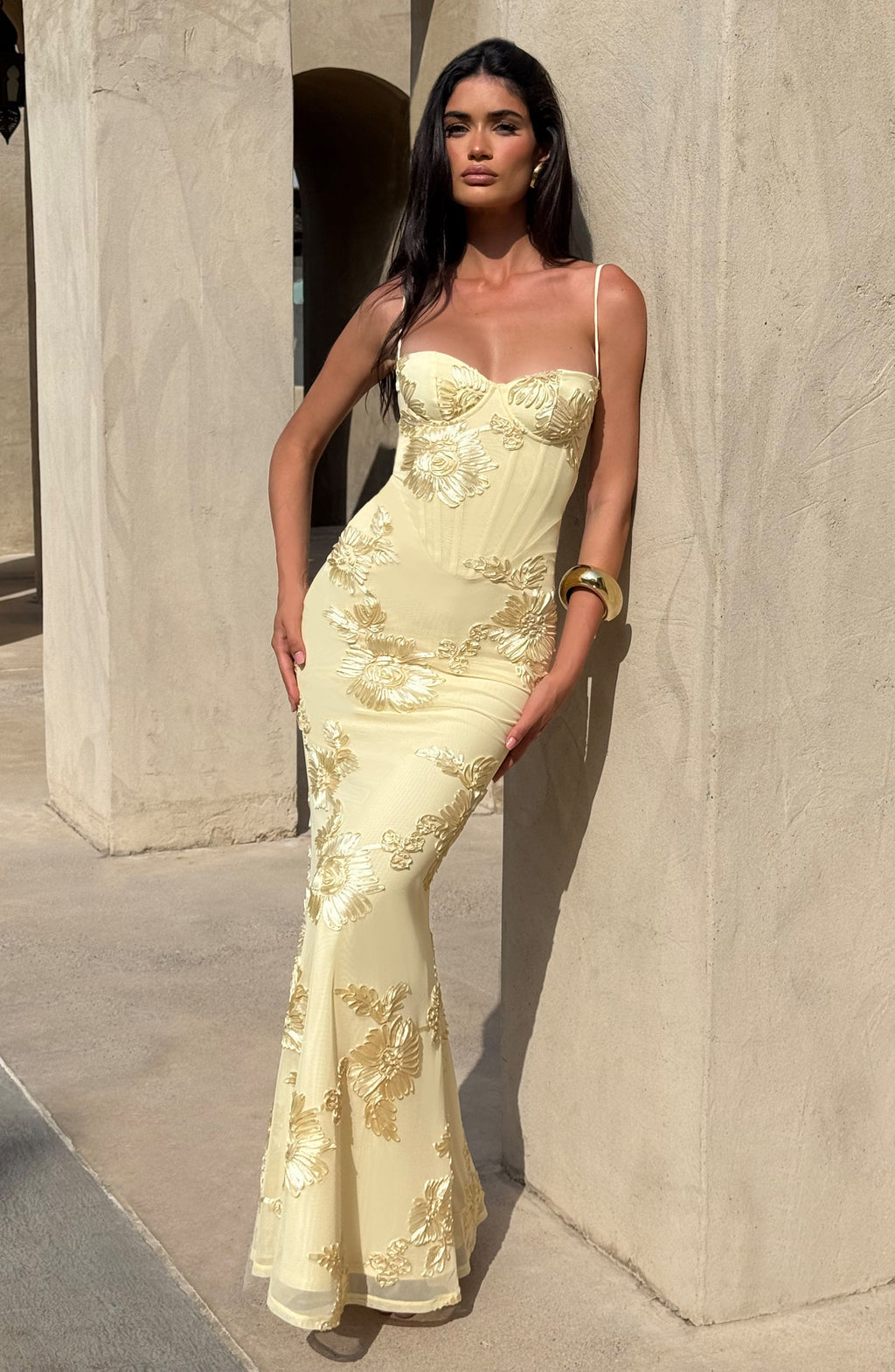 Women's jacquard corset maxi wedding guest dress