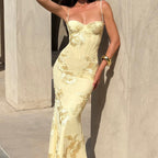 Women's jacquard corset maxi wedding guest dress