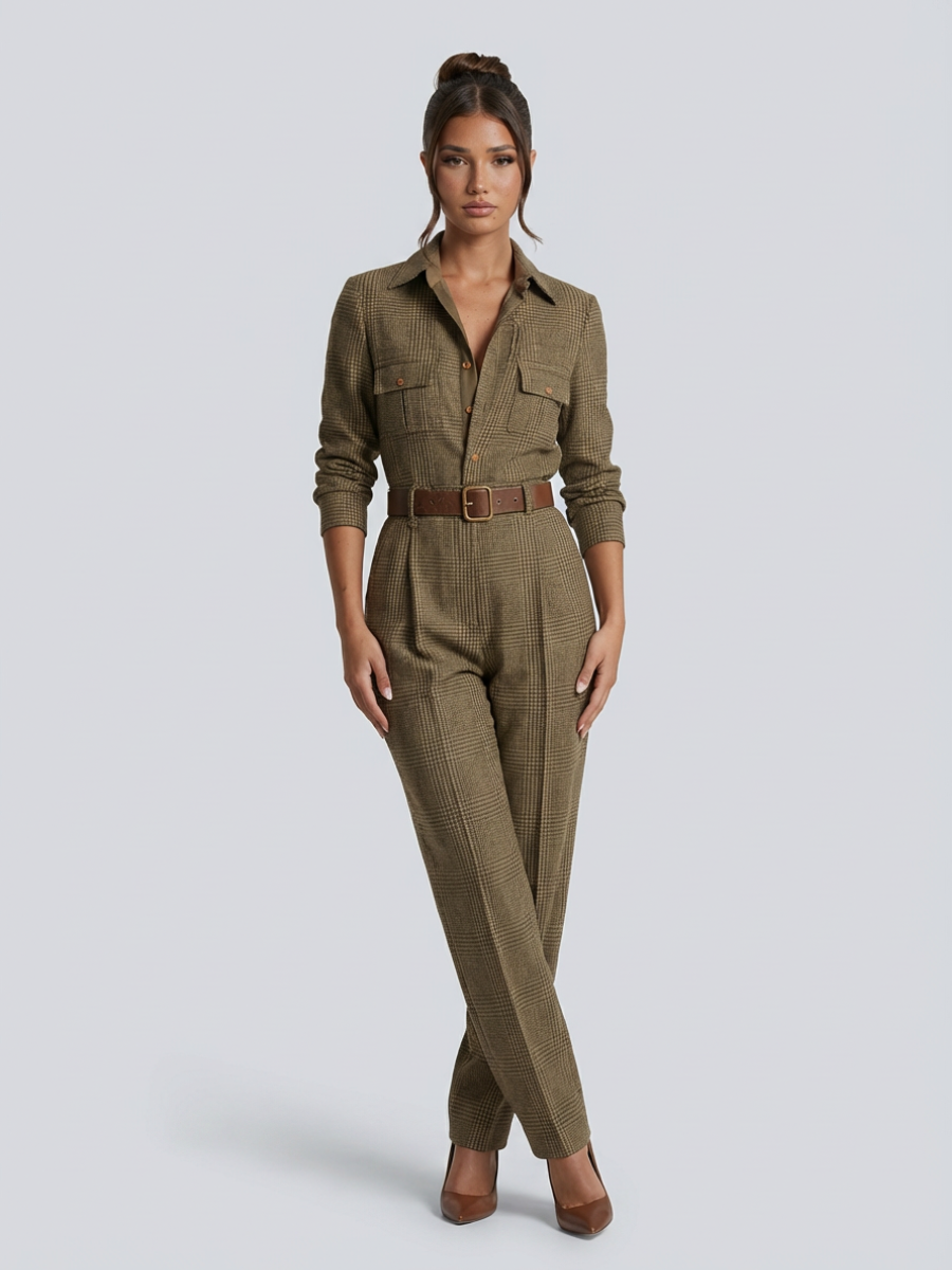 Women's jumpsuit with check pattern