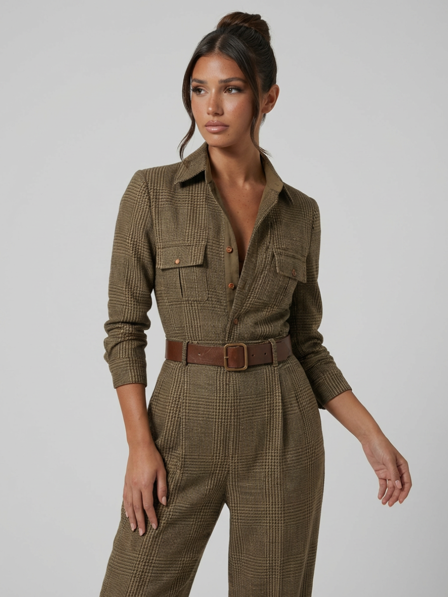 Women's jumpsuit with check pattern
