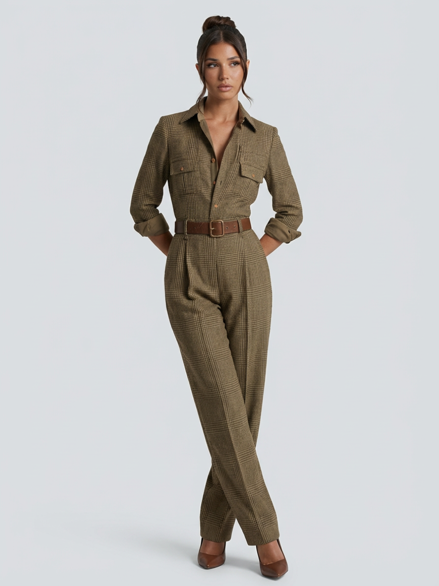 Women's jumpsuit with check pattern