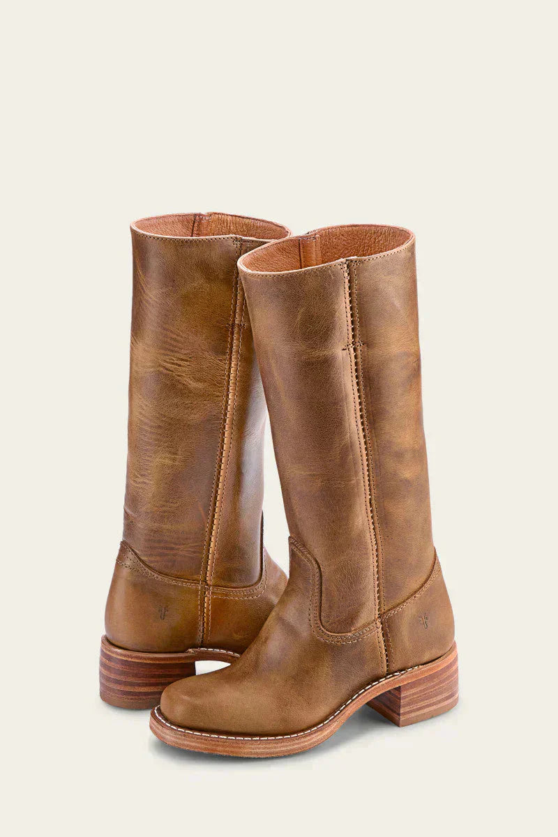Women's knee-high boots with slim fit and structured sole