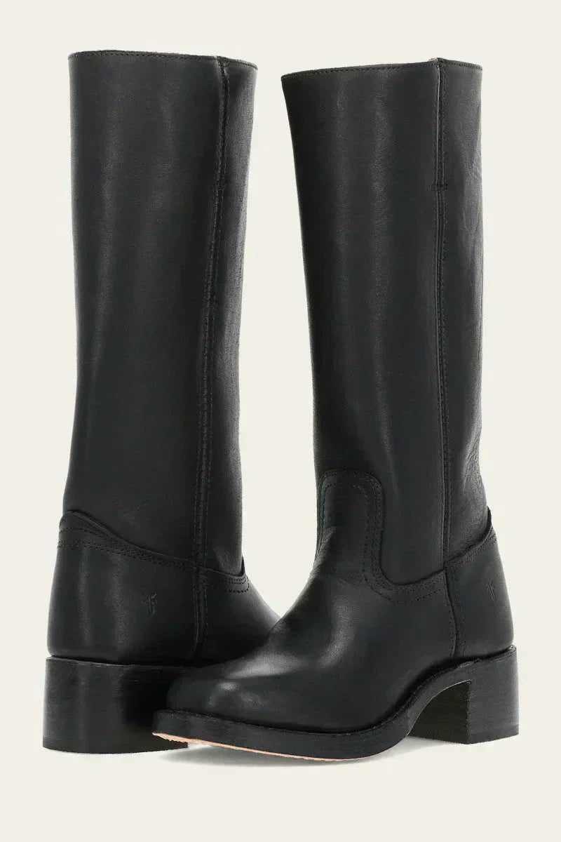 Women's knee-high boots with slim fit and structured sole