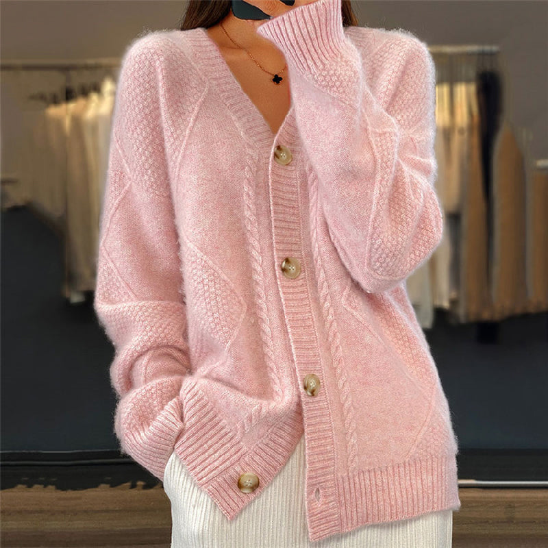 Women's knitted cardigan with button placket