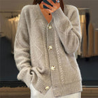 Women's knitted cardigan with button placket