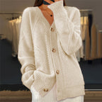 Women's knitted cardigan with button placket