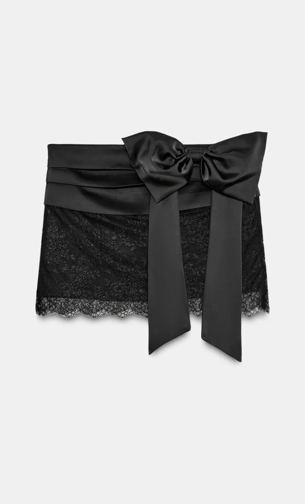 Women's lace top and bow mini skirt 2 piece set