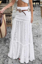 Women's lace tiered maxi skirt