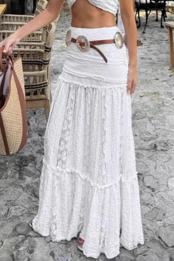 Women's lace tiered maxi skirt