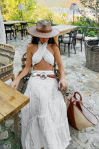 Women's lace tiered maxi skirt