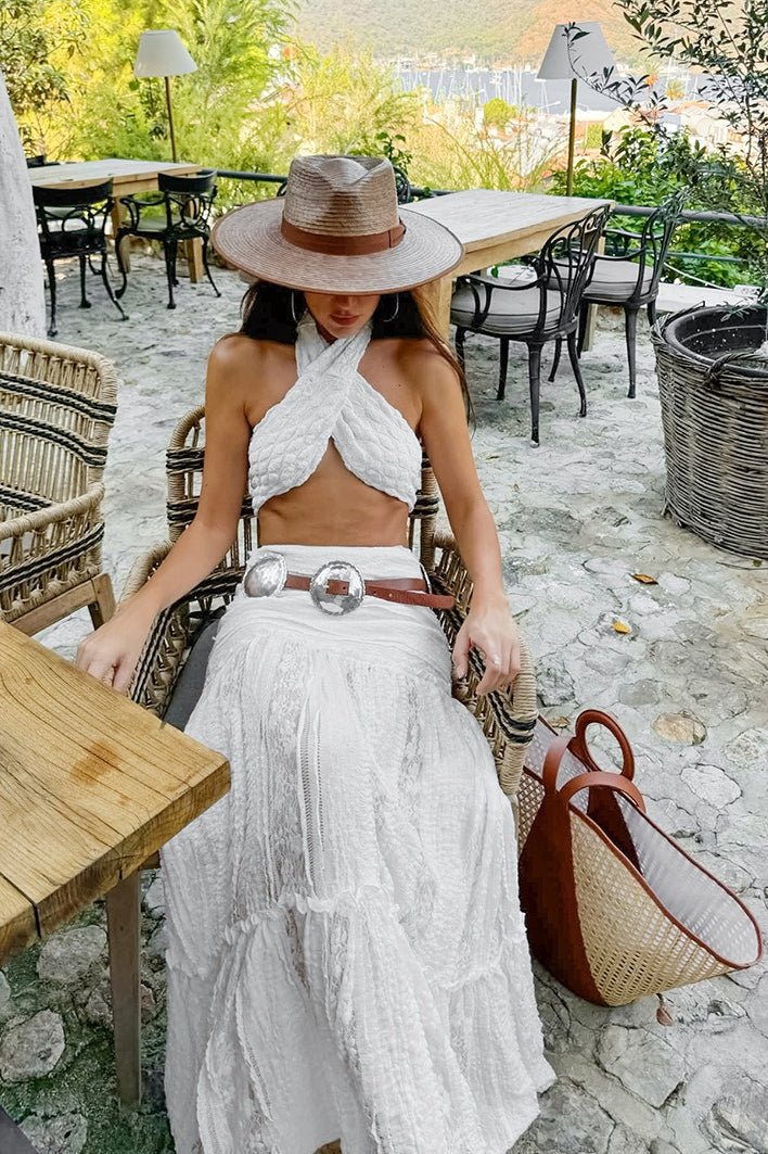 Women's lace tiered maxi skirt
