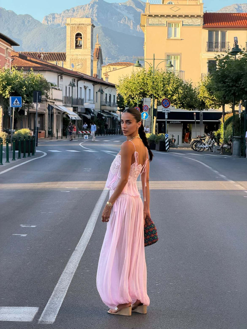 Women's lace top and wide-leg pants summer set