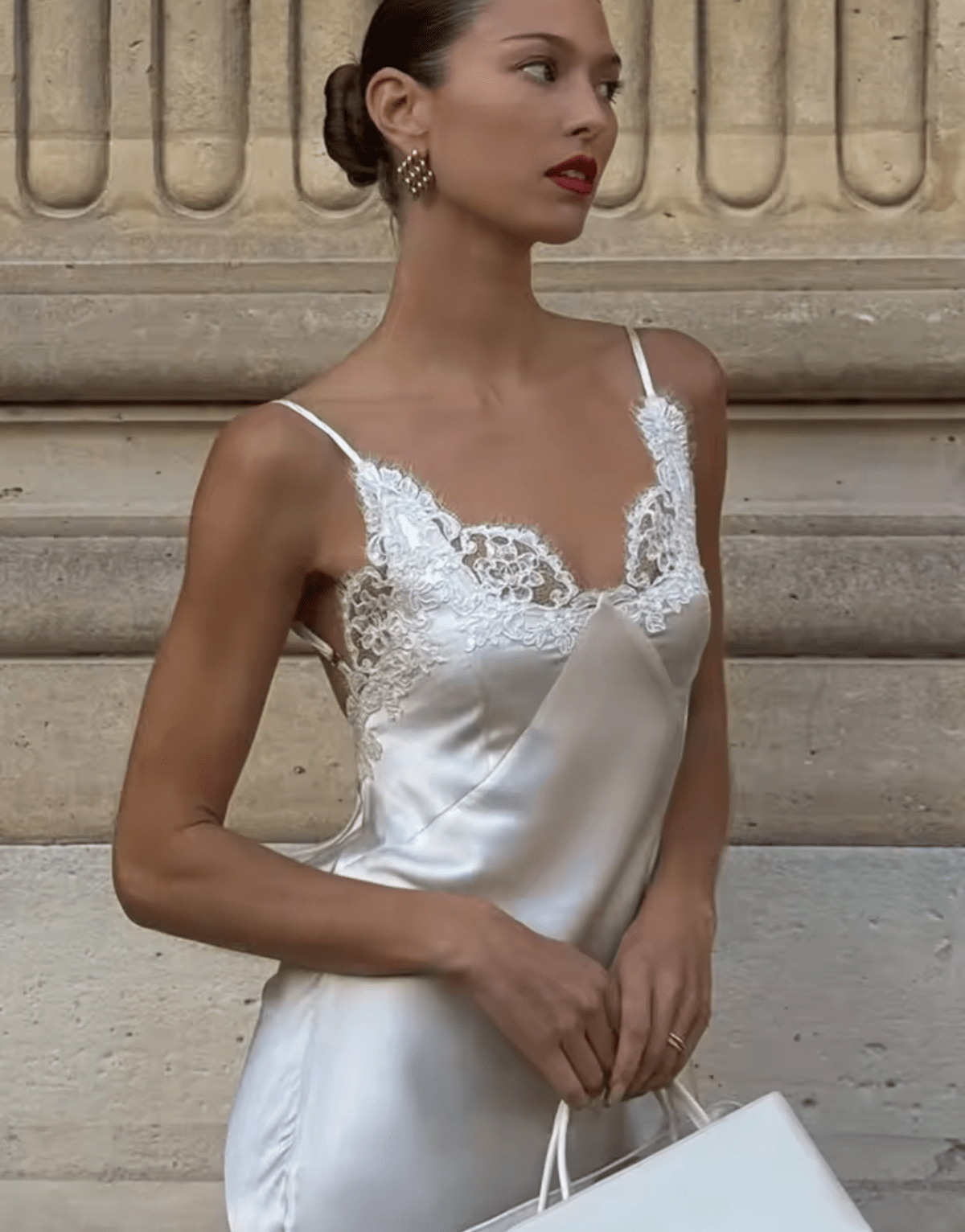 Women's lace trim V-neck maxi wedding guest dress