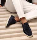 Men's lace-up walking shoes with low profile sole