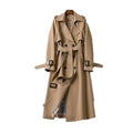 Women's long belted trench coat with lapels