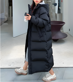 Women's long down jacket with rainproof finish