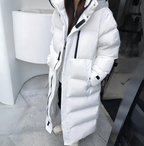 Women's long down jacket with rainproof finish