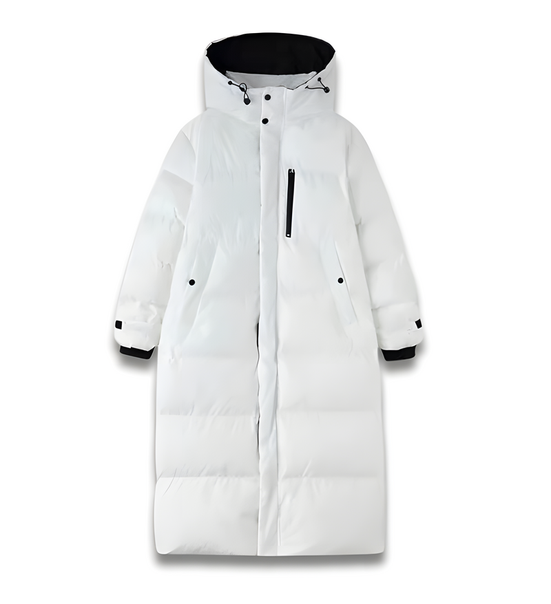Women's long down jacket with rainproof finish