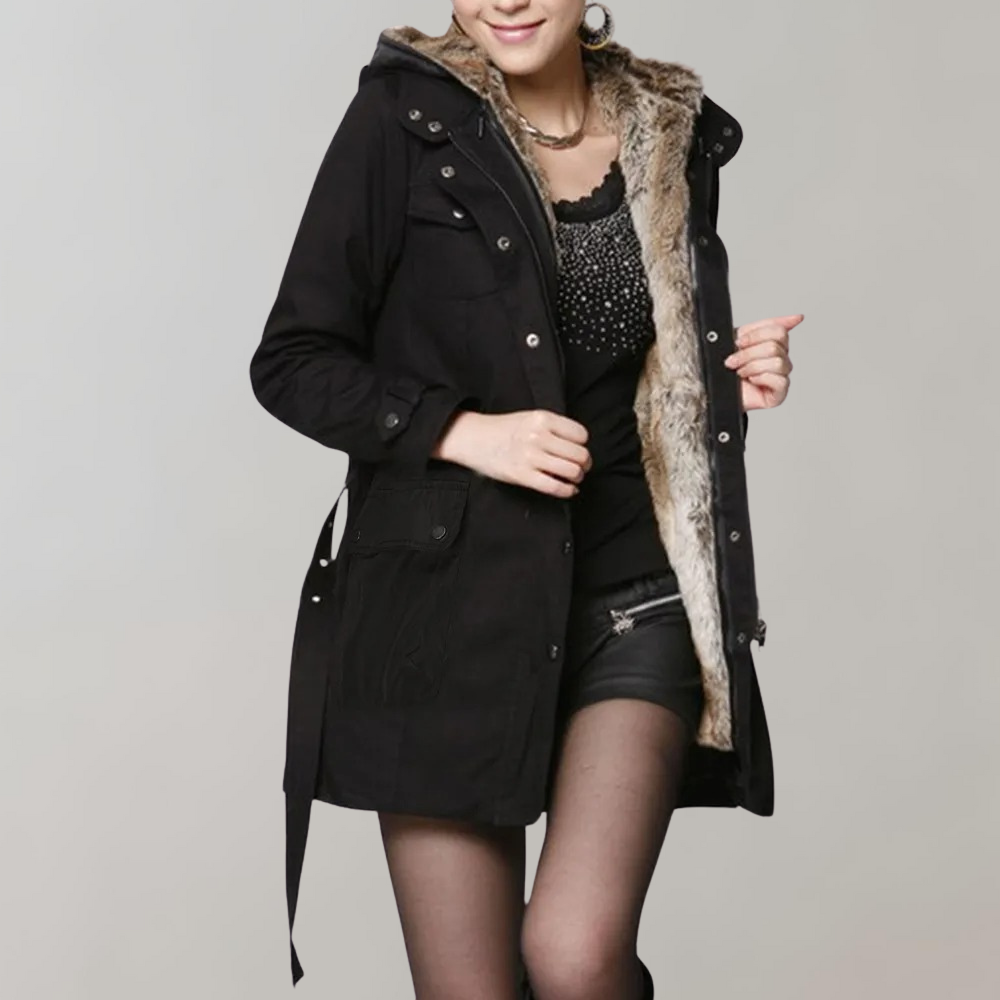 Women's long parka with hood