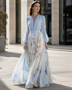 Women's long sleeve floral maxi wedding guest dress