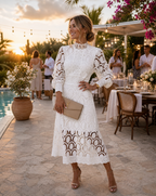Women's long sleeve lace maxi wedding guest dress