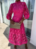 Women's long sleeve lace maxi wedding guest dress