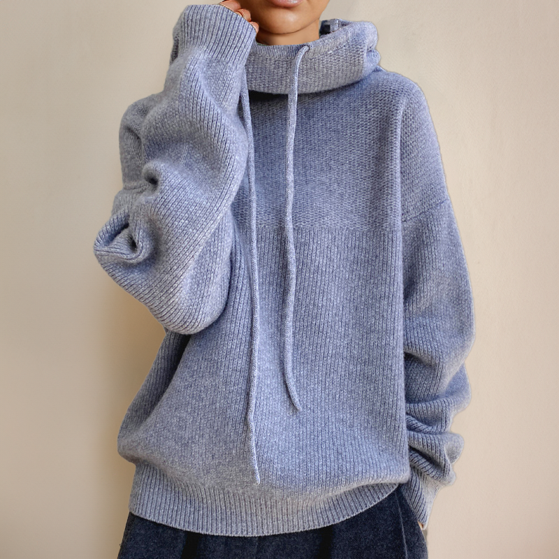 Women's long-sleeve pullover sweater with crew neckline