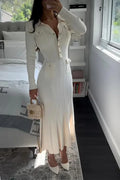 Women's long sleeve ribbed knit midi dress