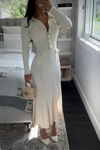 Women's long sleeve ribbed knit midi dress