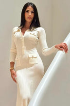 Women's long sleeve ribbed knit midi dress