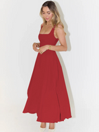 Women's midi dress with fitted bodice