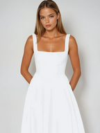 Women's midi dress with fitted bodice