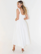 Women's midi dress with fitted bodice