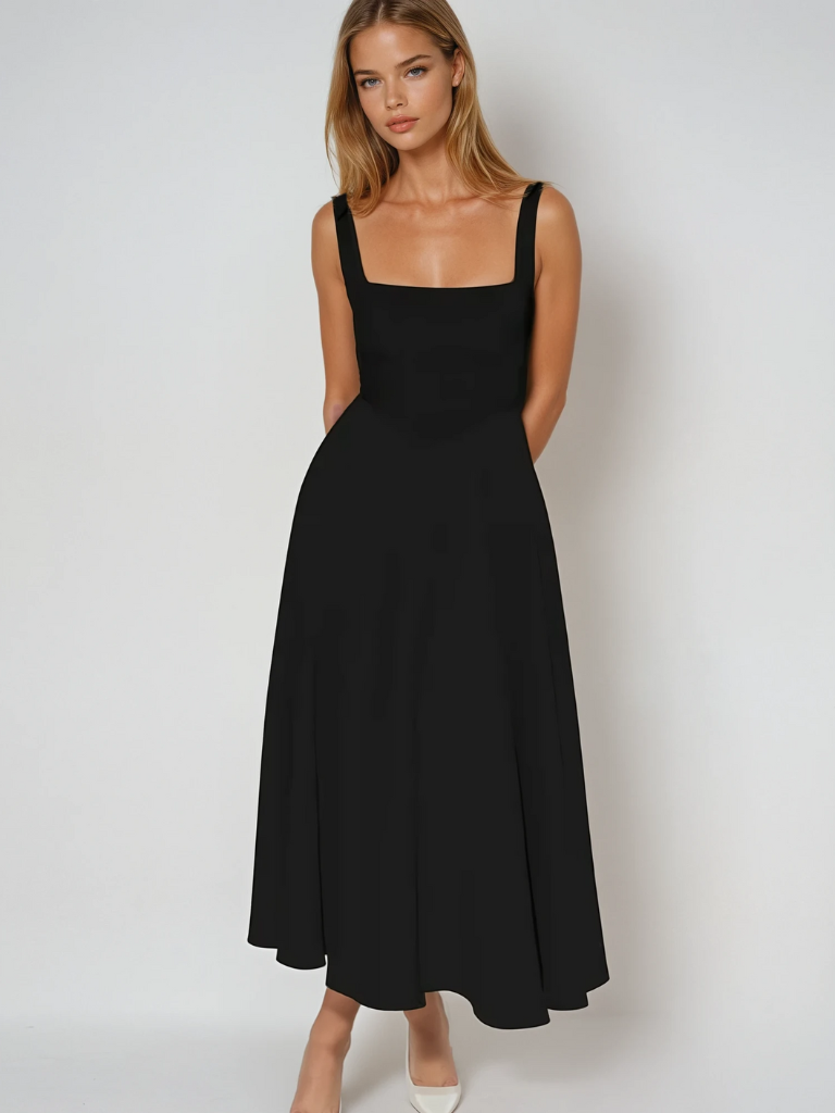 Women's midi dress with fitted bodice