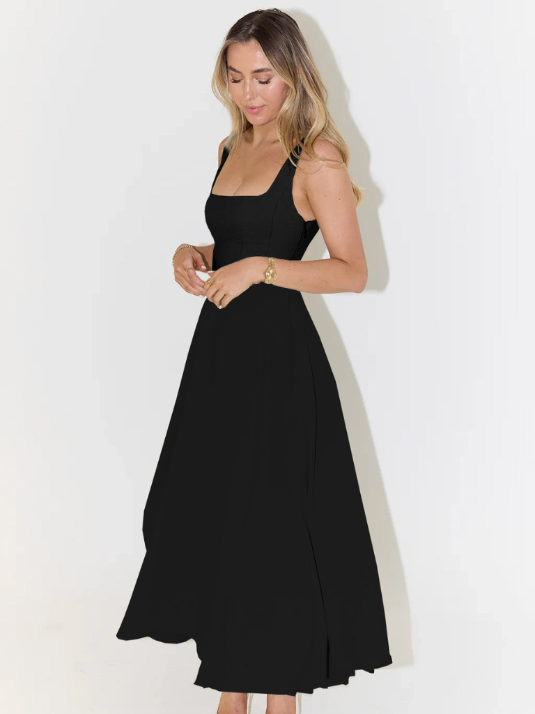 Women's midi dress with fitted bodice