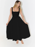 Women's midi dress with fitted bodice