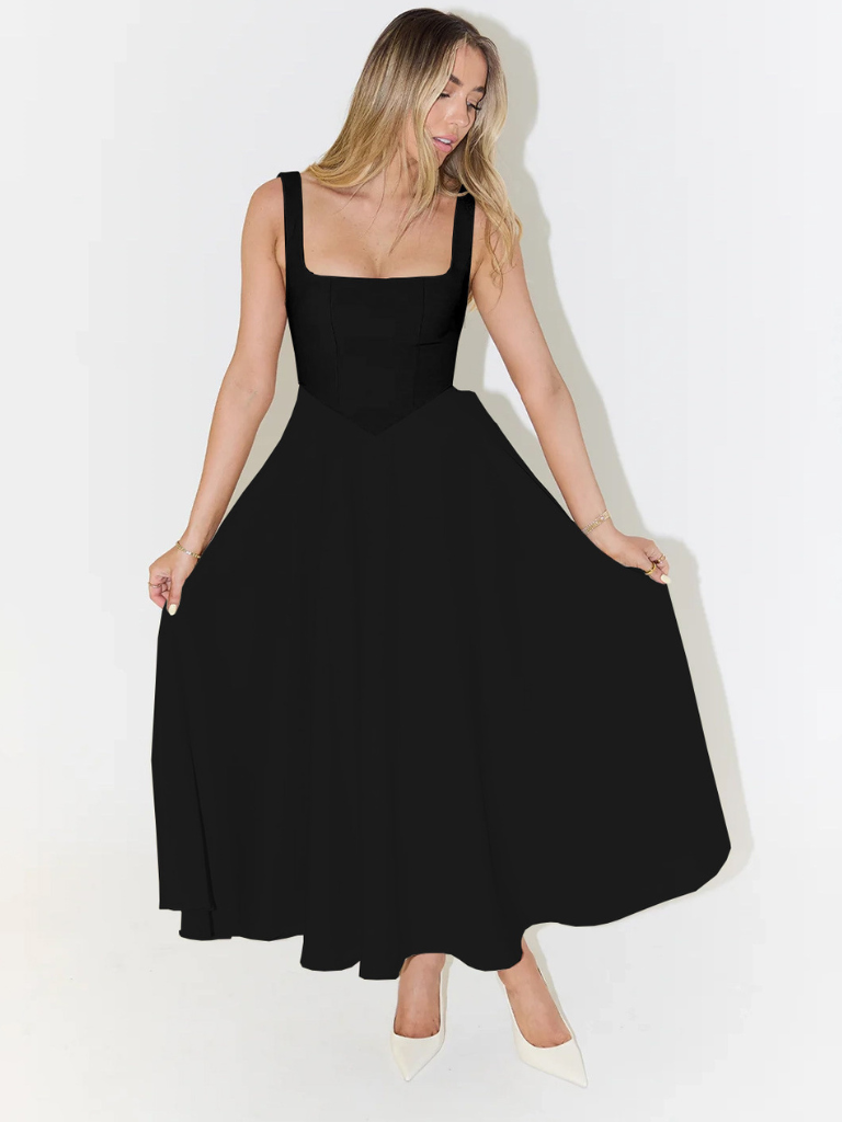 Women's midi dress with fitted bodice