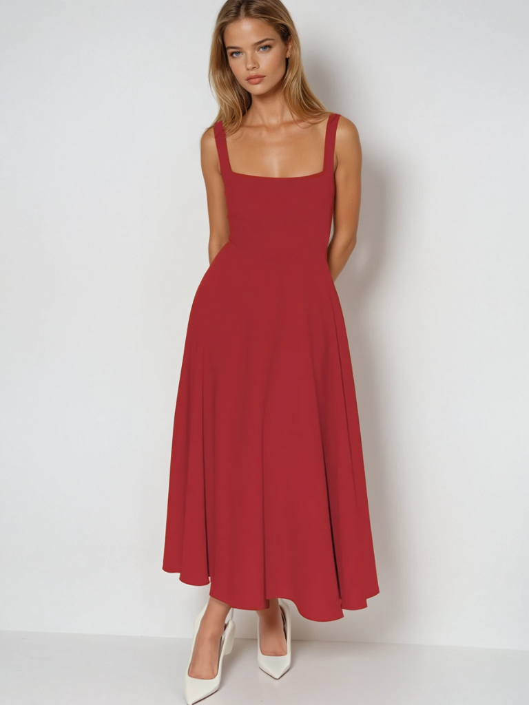 Women's midi dress with fitted bodice