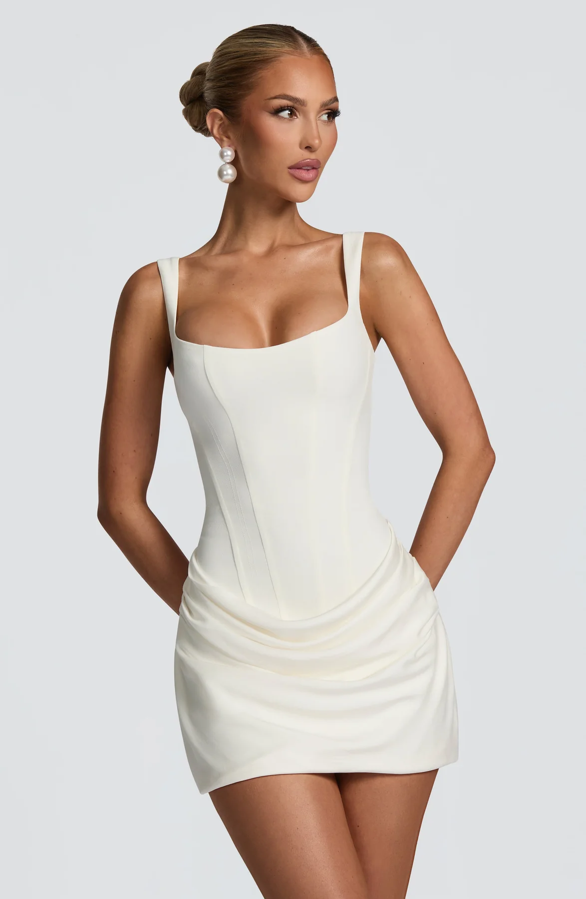 Women's mini dress with draped skirt