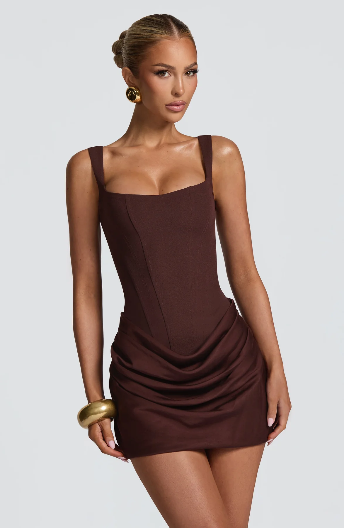 Women's mini dress with draped skirt