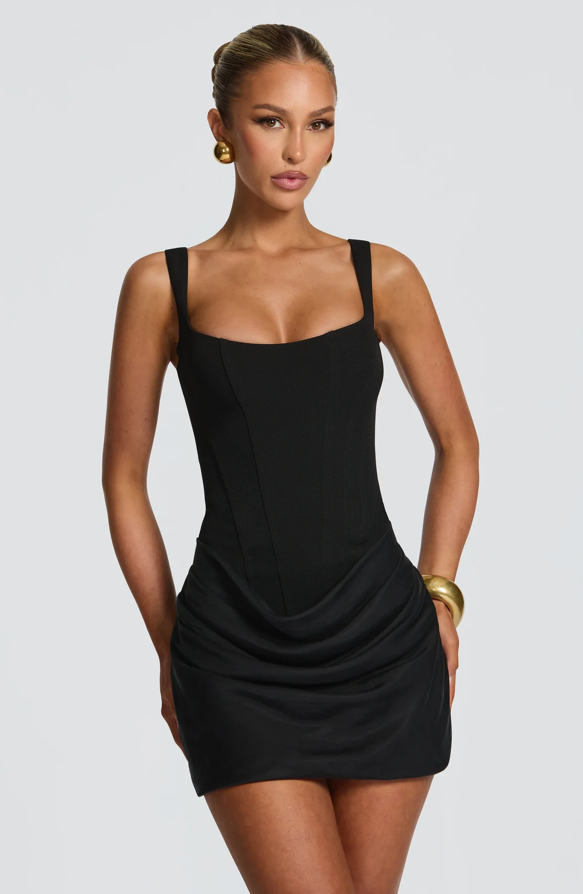 Women's mini dress with draped skirt