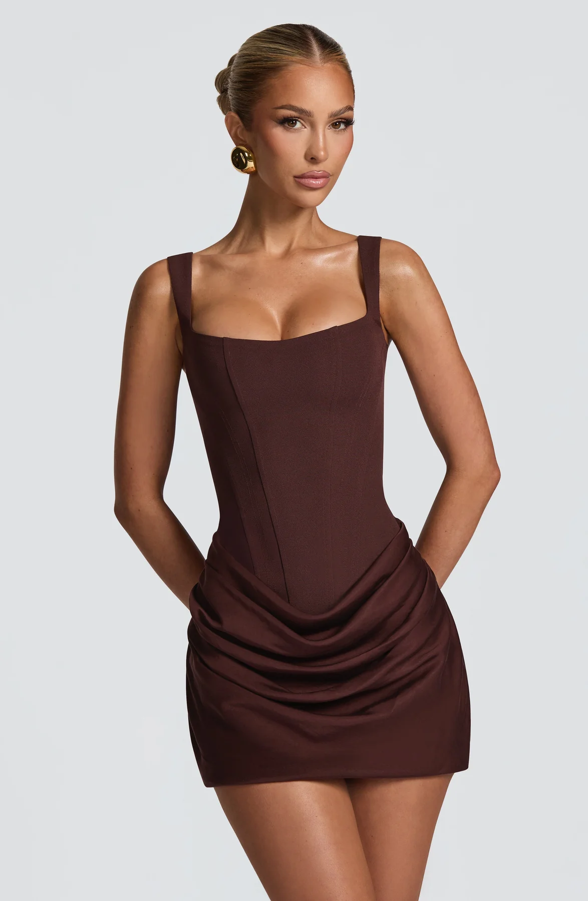 Women's mini dress with draped skirt