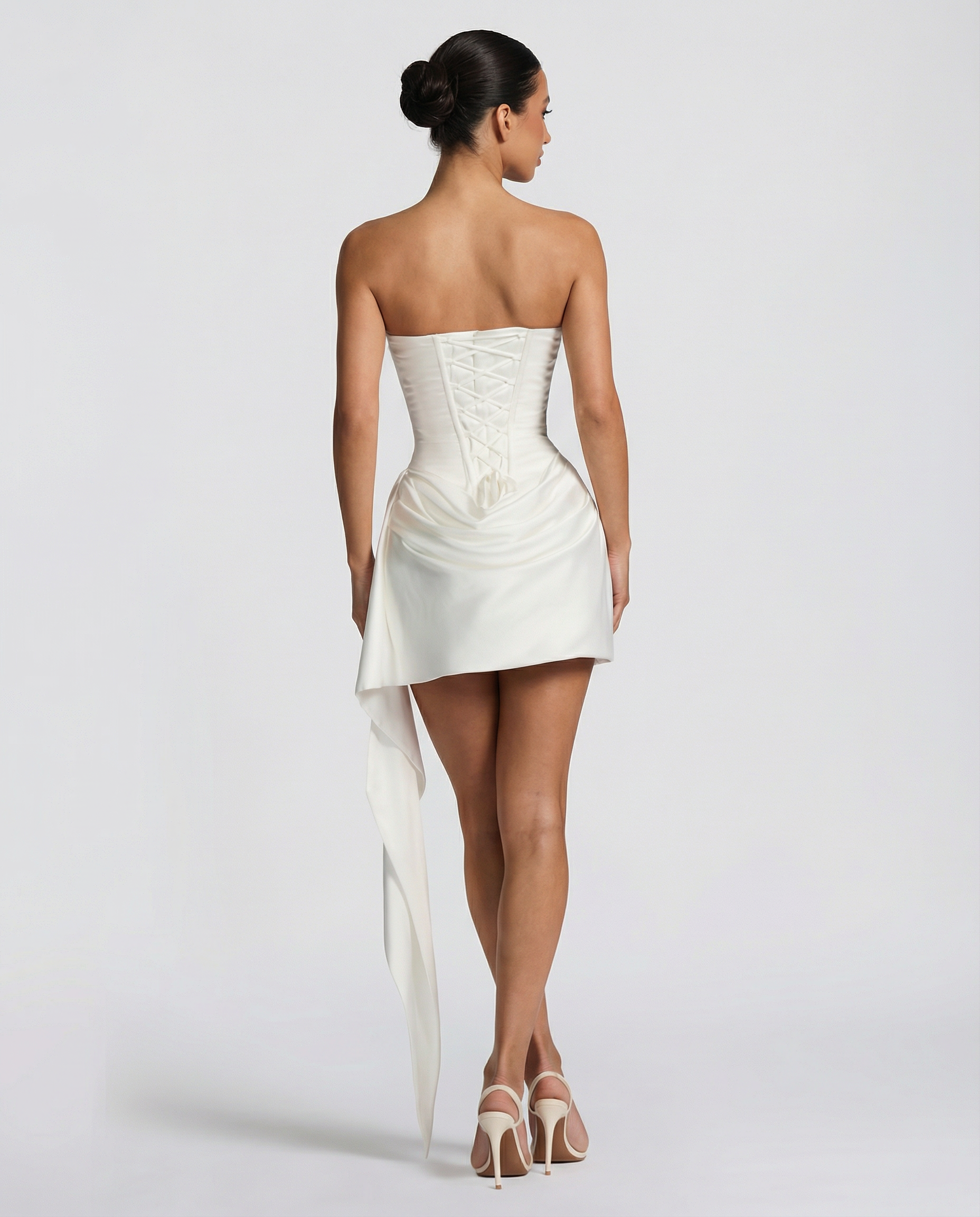 Women's mini dress with lace corset and draped skirt – ZOEANDZANE