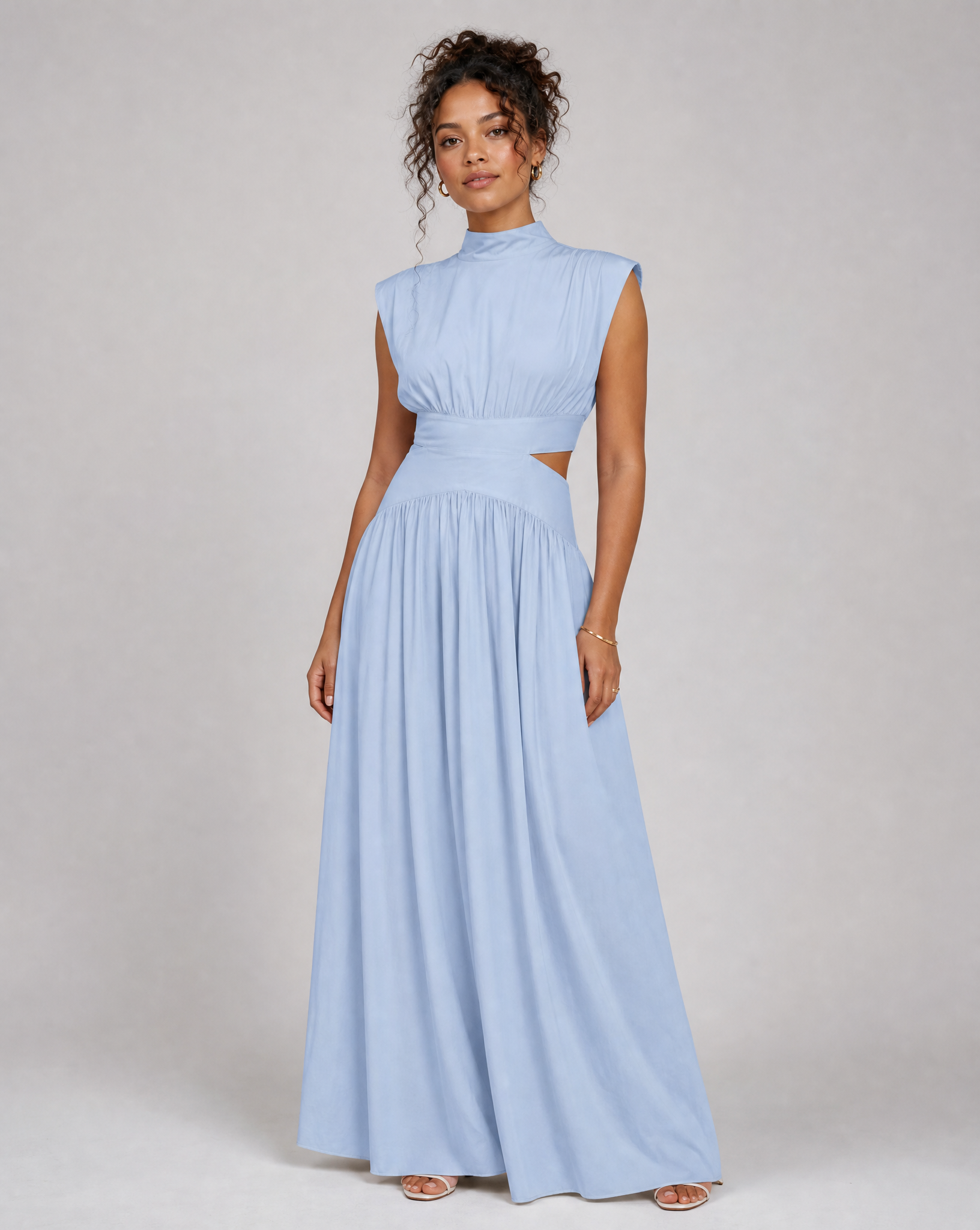 Women's mock neck cut-out maxi formal dress