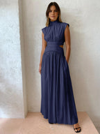 Women's mock neck cut-out maxi formal dress