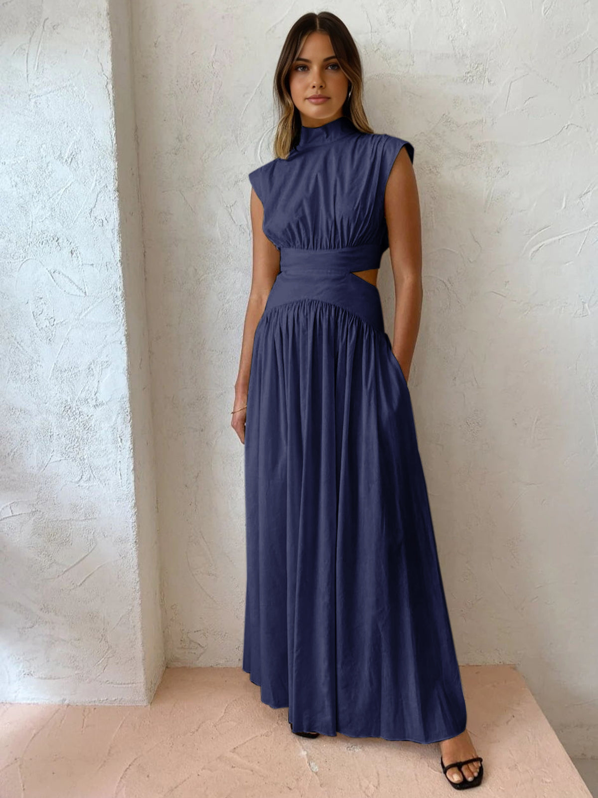 Women's mock neck cut-out maxi formal dress