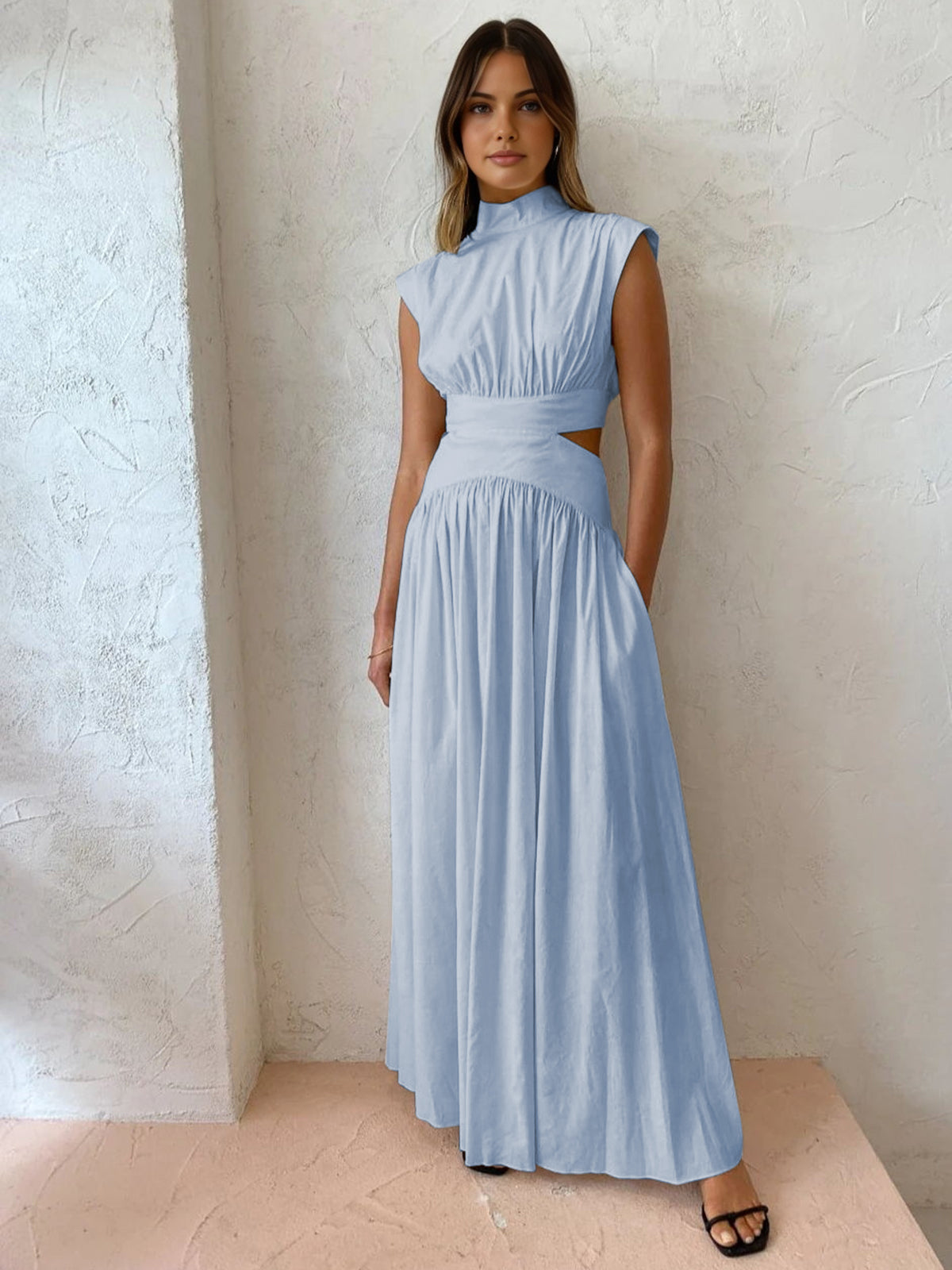 Women's mock neck cut-out maxi formal dress
