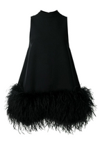 Women's feather trim mini cocktail dress